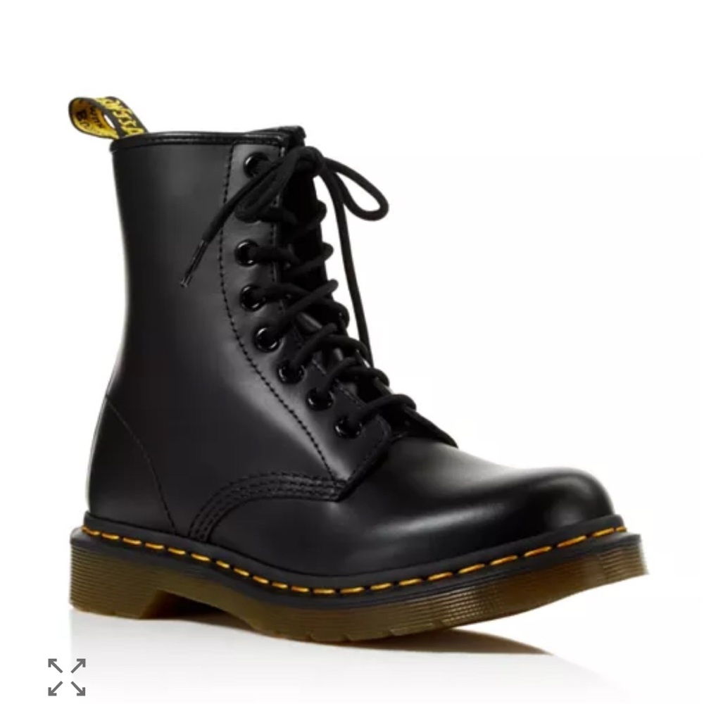 Dr. Martens Navy Blue Boots with Yellow Stitching